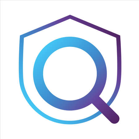 security shield icon. shield with search symbol. Concept of search safety . gradient style outline Vector illustration, vector icon concept.のイラスト素材