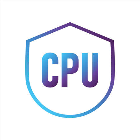 security shield icon. shield with cpu symbol. Concept of computer security . gradient style outline Vector illustration, vector icon concept.のイラスト素材