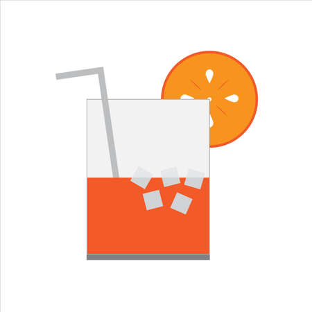 glass of orange juice ilustration. flat design ilustrationのイラスト素材