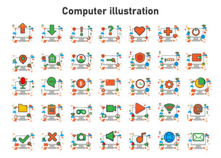computer icon  illustration. Flat vector illustration. can use for, icon design element,ui, web, app.のイラスト素材