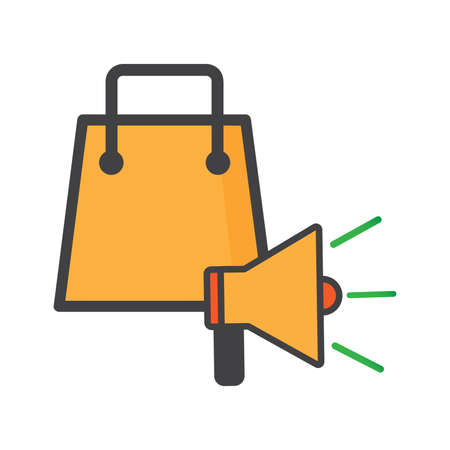 shoping bag illustration. shoping bag with lspeaker icon. can use for, icon design element,ui, web, app.のイラスト素材