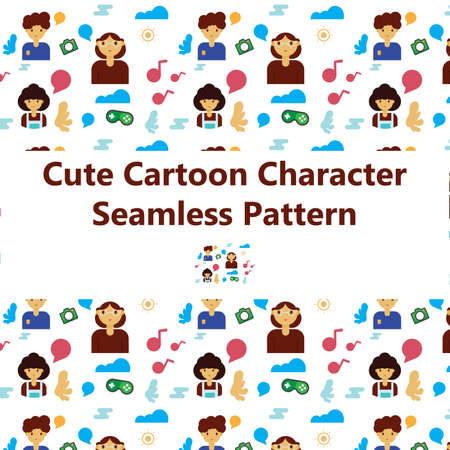 cute cartoon character seamless pattern. Perfect for crafts projects, background, graphic design,...