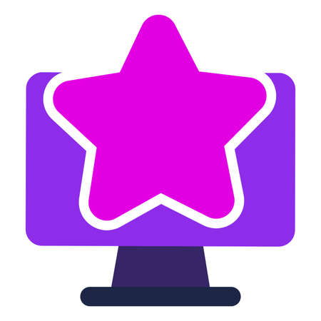 computer icon. computer with star. flat design vector icon conceptのイラスト素材