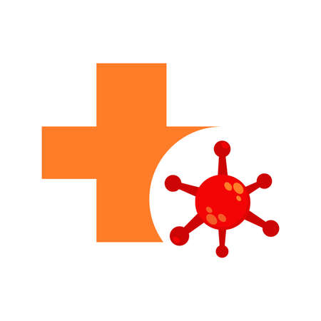 health symbol with virus illustration design. pandemic virus protection illustration. virus illustration design. on white backgroundのイラスト素材