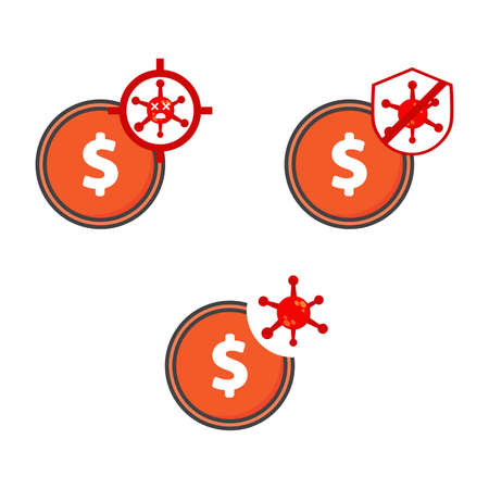 virus with money illustration design. financial security warning illustration design. on white backgroundのイラスト素材