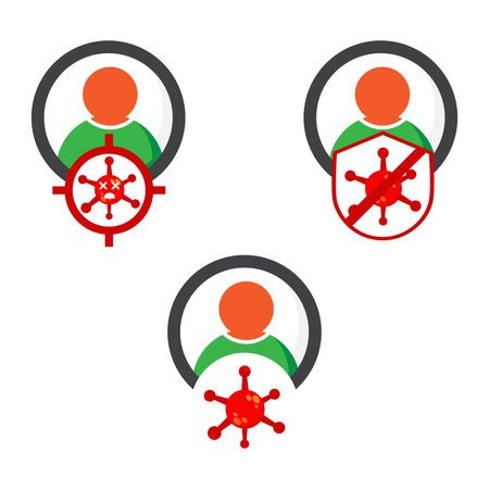 virus with user illustration design. virus warning illustration design. on white backgroundのイラスト素材