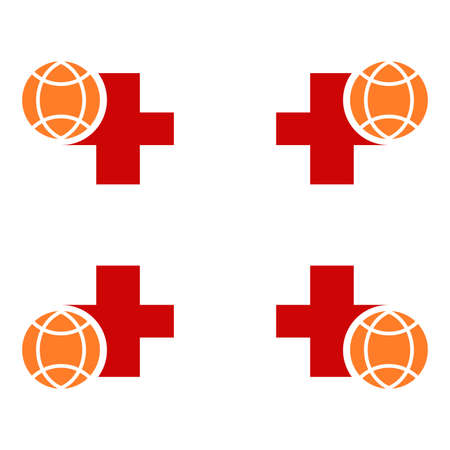 health symbol with globe illustration design. pandemic virus protection illustration. on white backgroundのイラスト素材