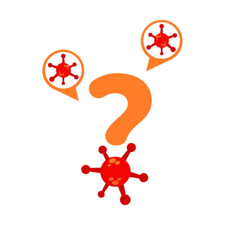 question mark symbol with virus illustration design. pandemic virus information illustration. virus illustration design. on white backgroundのイラスト素材
