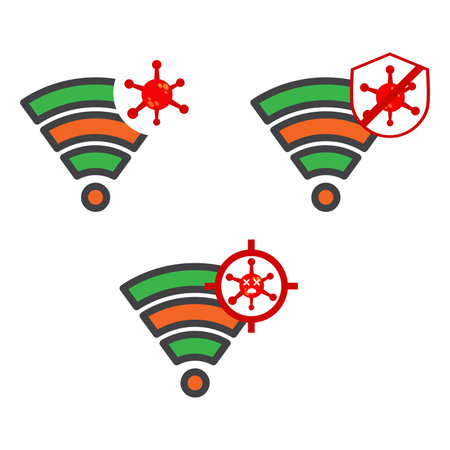 virus with wifi illustration design. data security illustration design. on white backgroundのイラスト素材