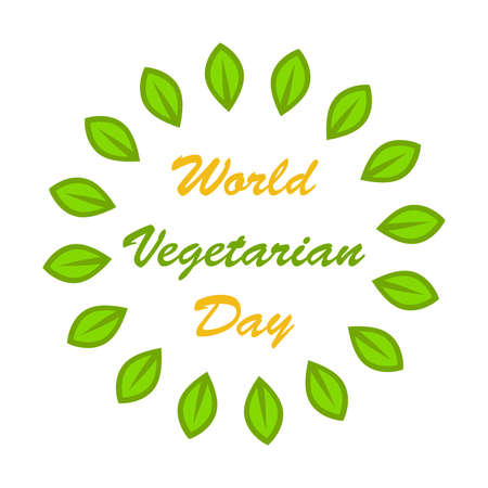 world vegeratian day illustration. logo design concept. on white backgroundのイラスト素材