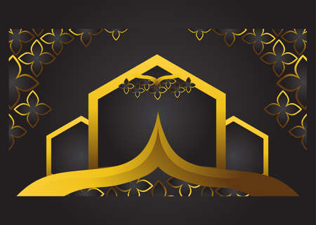 luxury gold floral on black background. perfect for marketing and promotion.のイラスト素材