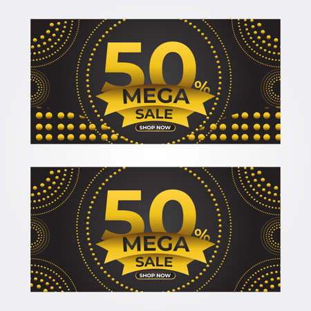 gold mega sale banner template. promotion banner design templateのイラスト素材
