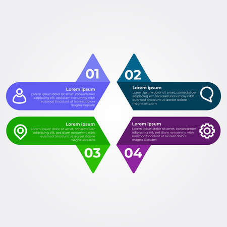 Four Step Infographic design. flat multicolor infographic design templateのイラスト素材