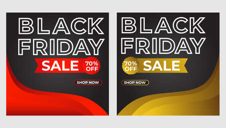 set of black friday sale social media post promotion design template.のイラスト素材