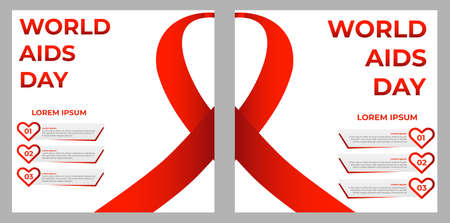 set of world aids day social media post designのイラスト素材
