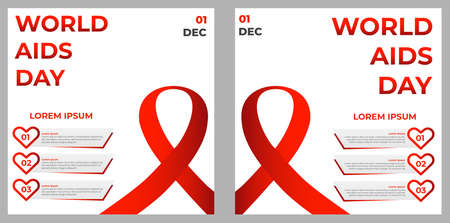 set of world aids day social media post designのイラスト素材
