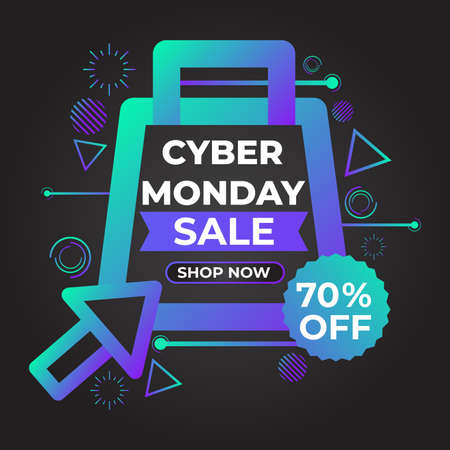 bright gradient cyber monday social media post promotion designのイラスト素材