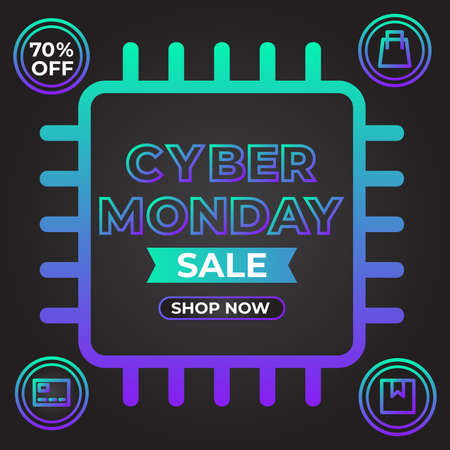 bright gradient cyber monday social media post promotion designのイラスト素材