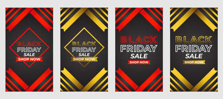 black friday sale social media stories promotion collection designのイラスト素材