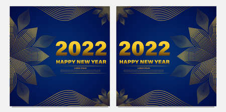 blue and gold new year celebration bsocial media post templateのイラスト素材