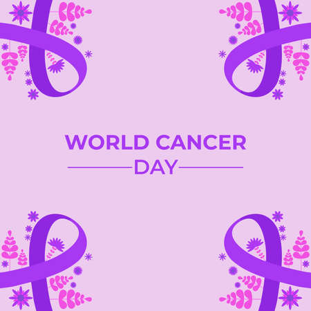 world cancer day purple ribbon illustration designのイラスト素材