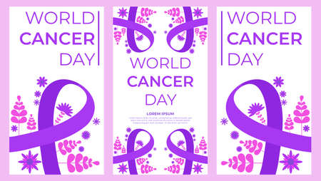 world cancer day purple ribbon illustration social media stories designのイラスト素材
