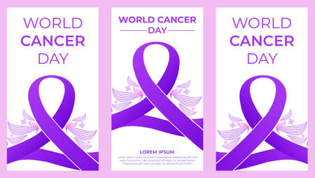 world cancer day purple ribbon illustration social media stories designのイラスト素材