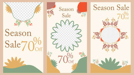 abstract natural fashion sale social media stories collectionのイラスト素材
