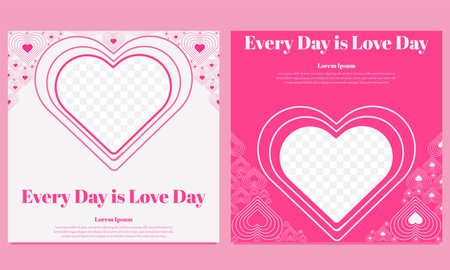 pink love valentines day social media post template designのイラスト素材