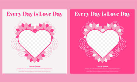 pink love valentines day social media post template designのイラスト素材