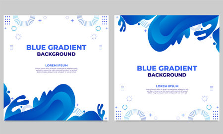 abstract blue gradient social media post template collection designのイラスト素材