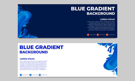 abstract blue gradient horizontal banner template collectionのイラスト素材