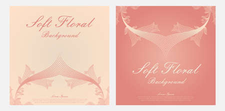 soft color line floral ornament shape social media post designのイラスト素材