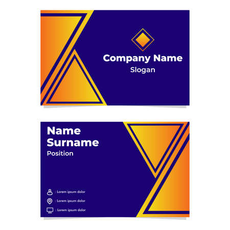 abstract geometric blue orange gradient business card template designのイラスト素材