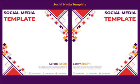 flat colorful abstract geometric social media post template designのイラスト素材