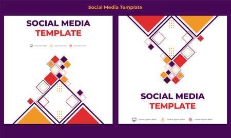 flat colorful abstract geometric social media post template designのイラスト素材
