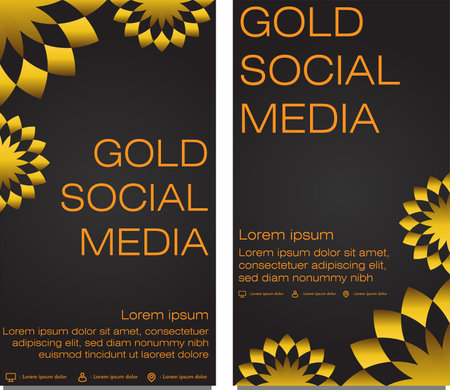 black gold social media story template designのイラスト素材