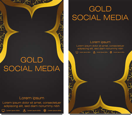 black gold social media story template designのイラスト素材
