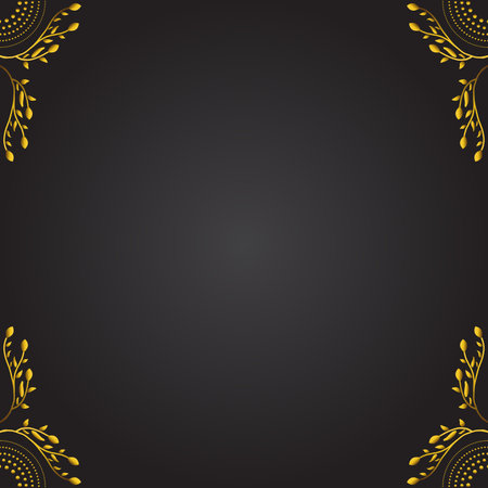 Abstract black background with golden floral ornament. Vector illustration for your design.のイラスト素材