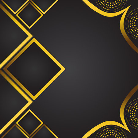 Abstract black background with golden floral ornament. Vector illustration for your design.のイラスト素材