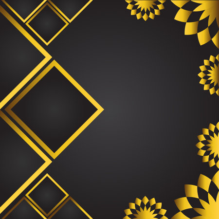 Abstract black background with golden floral ornament. Vector illustration for your design.のイラスト素材