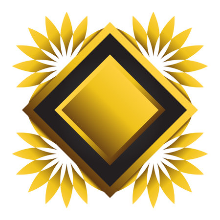 Gold and black square frame with floral ornament. Element for designのイラスト素材