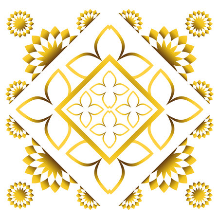 Gold and black square frame with floral ornament. Element for designのイラスト素材