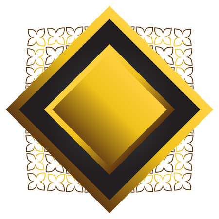 Gold and black square frame with floral ornament. Element for designのイラスト素材