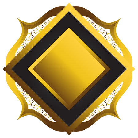 Gold and black square frame with floral ornament. Element for designのイラスト素材