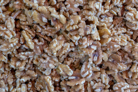 Walnut kernels background. Close-up of walnut kernels.