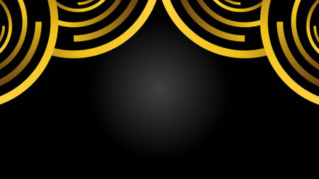 Luxury black background with golden floral ornament.のイラスト素材