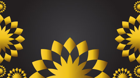 Luxury black background with golden floral ornament.のイラスト素材