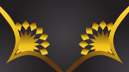 Luxury black background with gold floral ornament.のイラスト素材