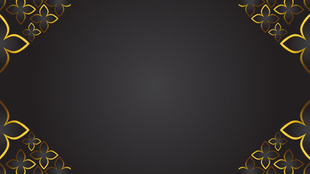 Abstract black background with golden elements.のイラスト素材